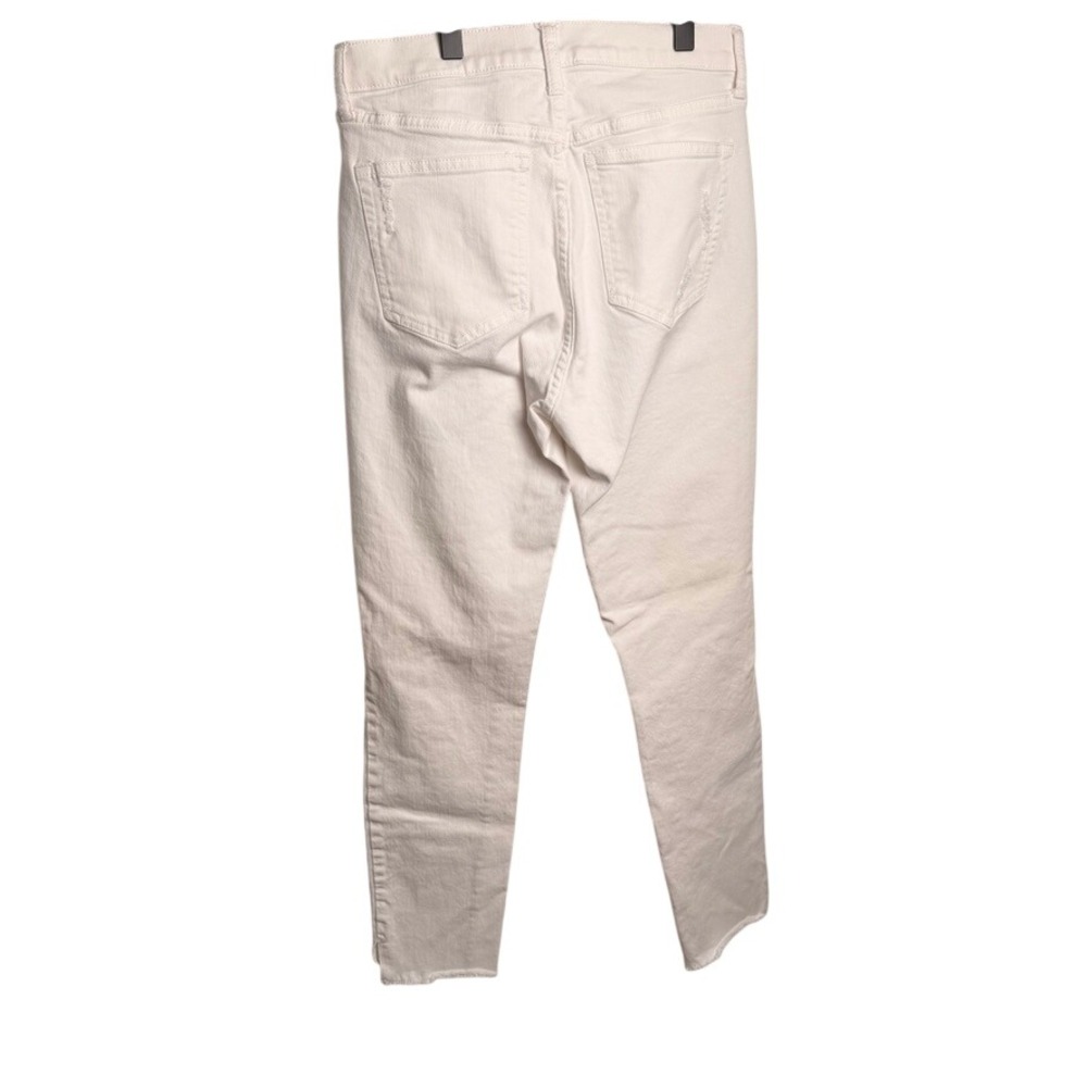 Gap Women Distressed Skinny Jeans 28 White High Rise Raw Hem Ripped Denim - Picture 5 of 7